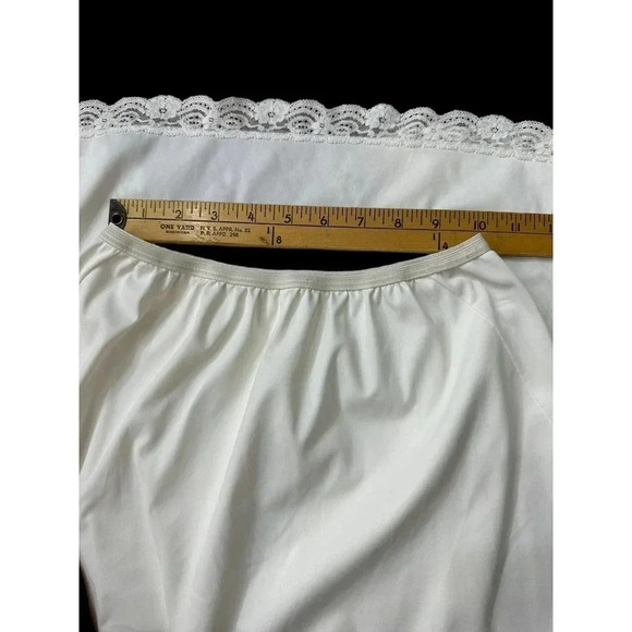 Vintage Shadow Line White Nylon Lace Trim Slit A-Line Midi Skirt Size M - Picture 4 of 8